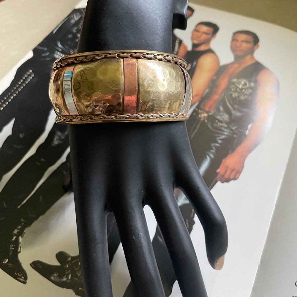 Vintage Tri Tone Hammered Cuff